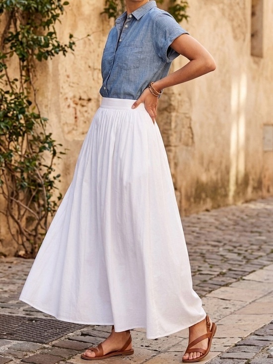 Wayf Dresses & Skirts - WAYF Cora White Cotton Poplin Maxi Skirt Size XS